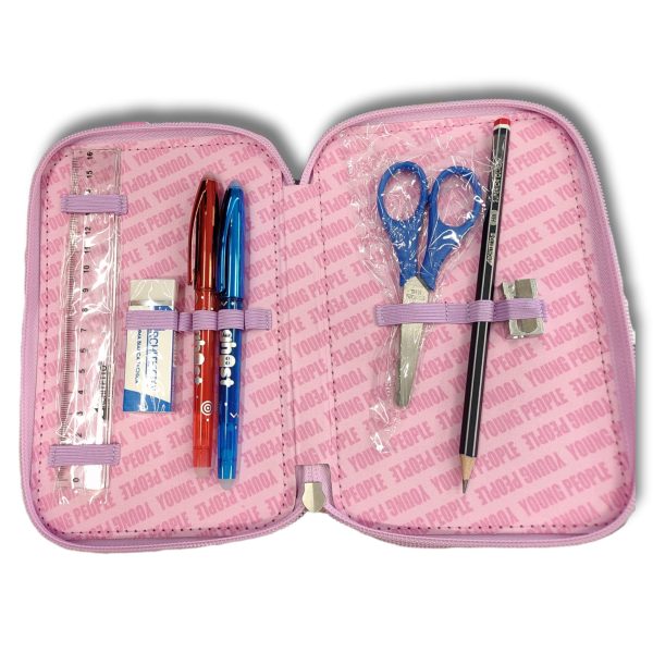 Astuccio 3 zip accessoriato Unicorno - Tinta Unita