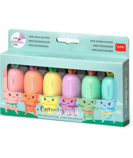 Set di 6 Mini Evidenziatori - Carrate Team - Legami