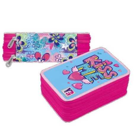 Astuccio 3 zip accessoriato Kiss - Tinta Unita